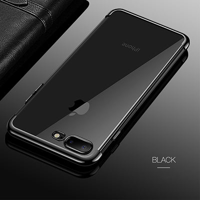 GerTong Luxury Plating Clear Phone Case For iPhone X Case For iPhone 6S 6 7 8 Plus Colorful Transparent Silicone TPU Cover Coque