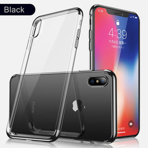GerTong Plating Transparent Case For iPhone XR Xs Max 6.5" TPU Soft Phone Cover For iPhone 6 6s 7 8 Plus X Funda Capa Back Cover
