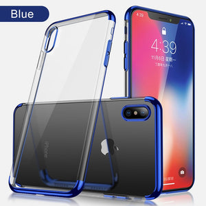 GerTong Plating Transparent Case For iPhone XR Xs Max 6.5" TPU Soft Phone Cover For iPhone 6 6s 7 8 Plus X Funda Capa Back Cover