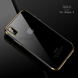 GerTong Soft TPU Case For iPhone X 10 Cover For iPhone 6s 6 8 7 Plus XR XS Max Anti-scratch Electroplating Protective Phone Bags