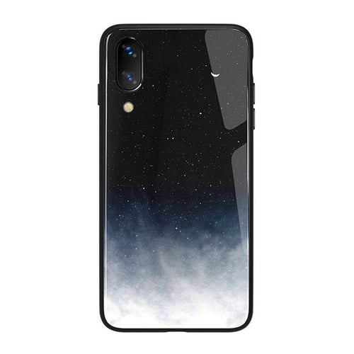 GerTong Glass Back Cover Case For iphone 7 8 Plus Protective Star Moon Phone cases Capa For iphone XS Max XR X  6 6S Soft Edge