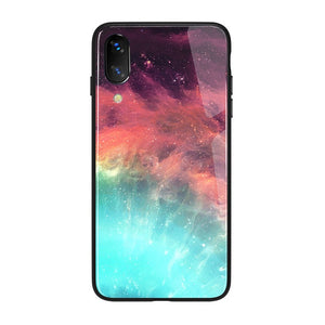 GerTong Glass Back Cover Case For iphone 7 8 Plus Protective Star Moon Phone cases Capa For iphone XS Max XR X  6 6S Soft Edge