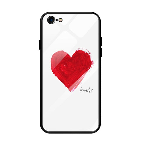 GerTong Tempered Glass Case For iPhone X Lovely Heart Hard Back Cover Soft Silicone Bumper For iPhone 6S 8 7 Plus 6 Plus Cases