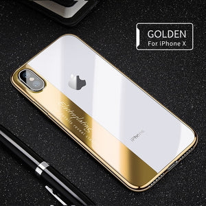 GerTong Transparent Phone Cases For iPhone X Silicone Case For iPhone 6 6s Plus 7 8 Plus Soft Plating Protective Full Cover Case