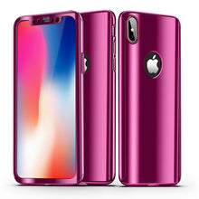 Load image into Gallery viewer, GerTong 360 Plating Mirror Case For iPhone 6 6s 7 8 Plus Full Protection Phone Cover For iPhone X 6 6S Plus Free Tempered Glass