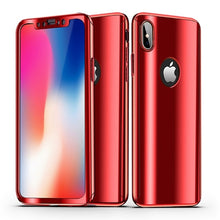 Load image into Gallery viewer, GerTong 360 Plating Mirror Case For iPhone 6 6s 7 8 Plus Full Protection Phone Cover For iPhone X 6 6S Plus Free Tempered Glass