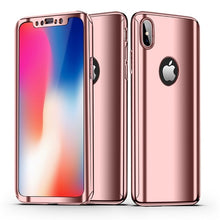 Load image into Gallery viewer, GerTong 360 Plating Mirror Case For iPhone 6 6s 7 8 Plus Full Protection Phone Cover For iPhone X 6 6S Plus Free Tempered Glass