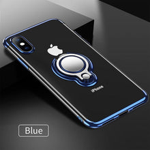 Load image into Gallery viewer, 360 Kickstand Phone Case For iPhone 8 7 Plus XR X 10 XS Max Plating Ring Holder Cover For iPhone 6 6s Plus Silicone Coque Fundas