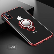 Load image into Gallery viewer, 360 Kickstand Phone Case For iPhone 8 7 Plus XR X 10 XS Max Plating Ring Holder Cover For iPhone 6 6s Plus Silicone Coque Fundas